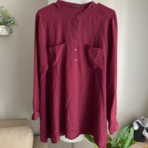 Eileen Fisher Silk Maroon Blouse